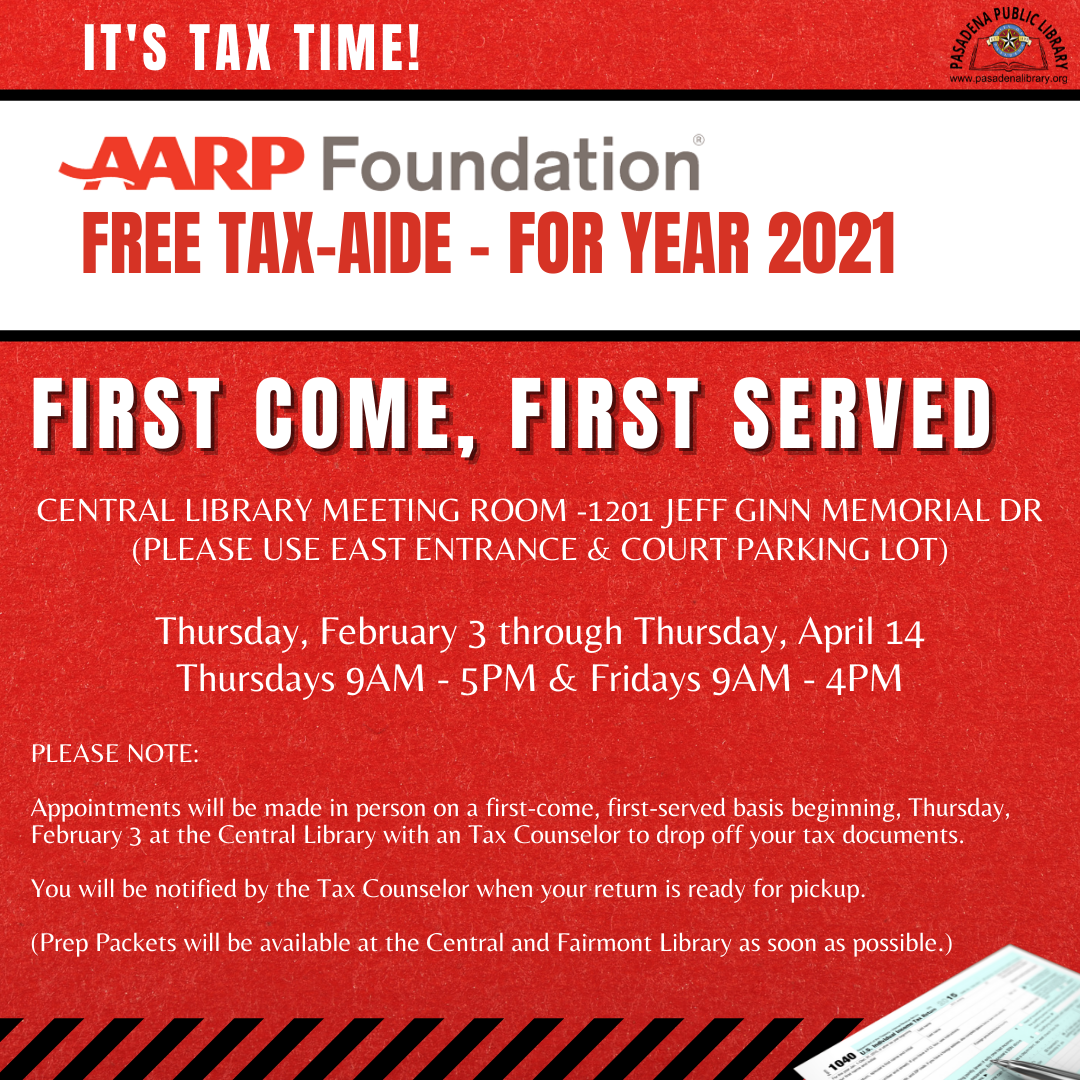 Central AARP TaxAide Pasadena Public Library